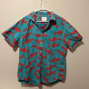 Zipecode 1992 All Over Shark Hawaiian Button Down Shirt Mens Size XL